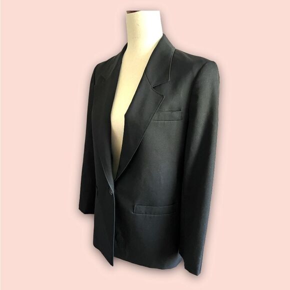 🟣 VINTAGE Pendleton 100% Virgin Wool Women’s Black Blazer size Small Petite - Picture 3 of 9